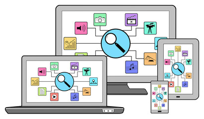 Search for apps concept on different devices