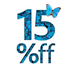 15% off discount. The concept of spring or sammer sale, stylish poster, banner, promotion, ads.