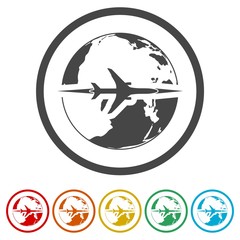 World travel, Travel around the world flat design, 6 Colors Included