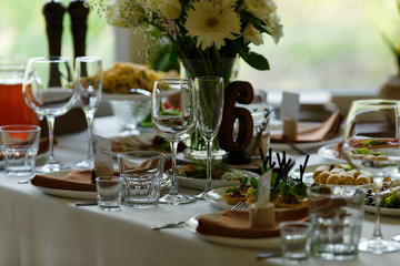 Table set for an event party or wedding reception