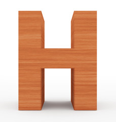 letter H 3d wooden isolated on white