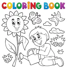Papier Peint photo Pour enfants Coloring book boy gardening theme 1