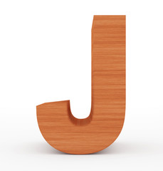 letter J 3d wooden isolated on white