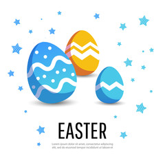 Easter card with painted eggs and stars