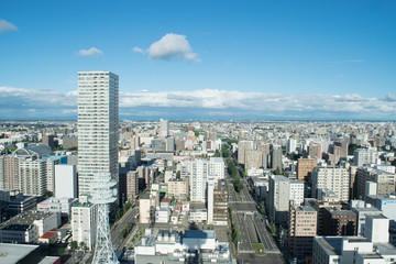 Fototapeta na wymiar 札幌都市風景　札幌の街並み　札幌テレビ塔からの眺め