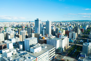 札幌都市風景　札幌の街並み　札幌テレビ塔からの眺め