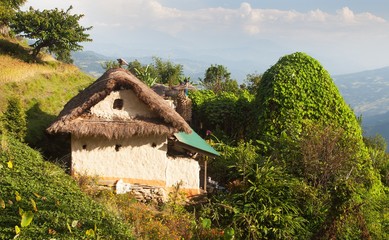 Fototapeta na wymiar Nepali home building in eastern Nepal