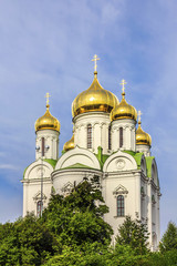 Fototapeta na wymiar The St. Catherine Cathedral - Russian Orthodox church near Tsarskoye Selo in Pushkin, Saint-Petersburg, Russia.