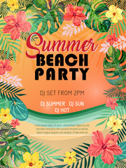 Summer beach party design poster or flyer.