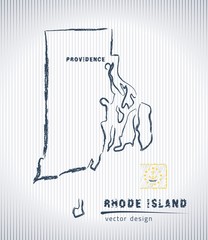 Rhode Island national vector drawing map on white background