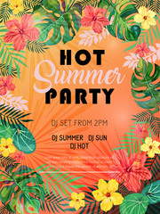 Hot summer party design poster or flyer.