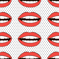 Seamless love vector pattern. Recurring mouth.