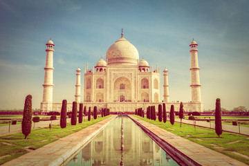 Taj Mahal, India. Vintage style