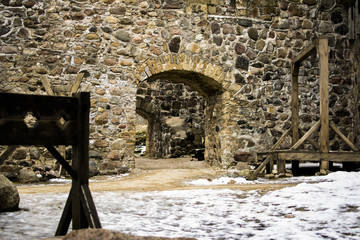 Courtyard of and ruined medieval castle