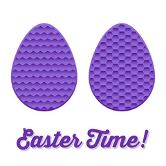 Easter time plastic or silicon wafer style egg shapes in purple color isolated on white background.