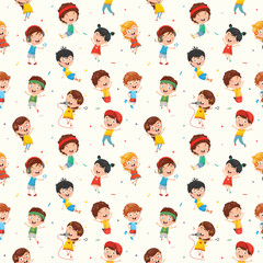 Seamless Pattern Of Funny Kids