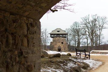 Fototapeta premium Runed guard tower of an medieval castle
