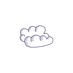 Minimalistic hand-drawn icon with a clouds. Hatched web icon