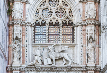 Winged lion sculpture, symbol of Venice, Italy