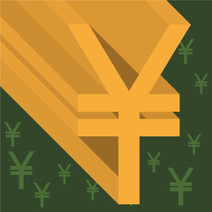 abstract yen icon with green thematic background