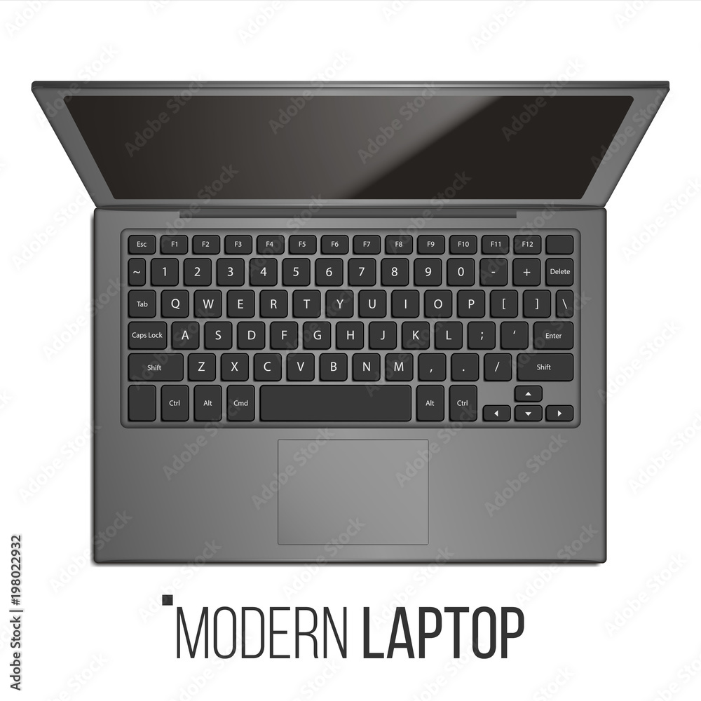 Canvas Prints laptop computer vector. realistic modern office laptop. top view. isolated illustration