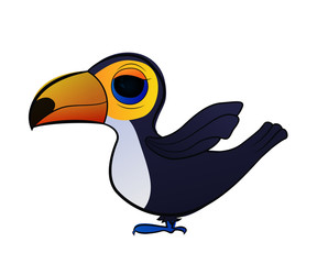 Cartoon bird Toucan. Bright vector illustration. Cute tropical animals.