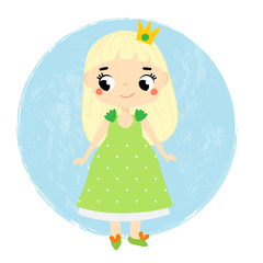Cute princess. Little baby Girl in queen crown. Cartoon style vector illustration for greeting cards, baby shower and textile prints