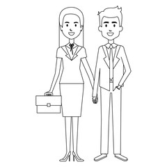 business couple avatars characters vector illustration design