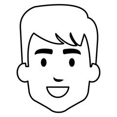 young man head avatar character vector illustration design