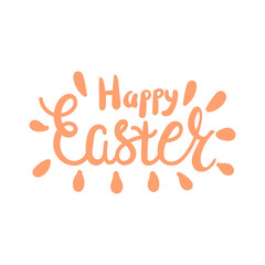 Vector illustration. Hand drawn brush lettering of Happy Easter isolated on white background