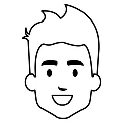young man head avatar character vector illustration design