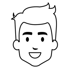 young man head avatar character vector illustration design