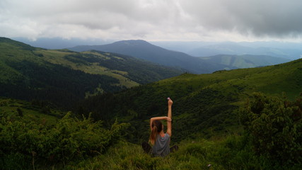 Carpathian mountains and girl
