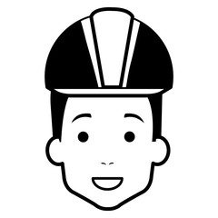 builder constructor head with helmet avatar character vector illustration design