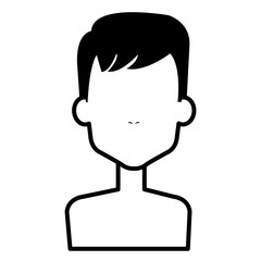 young man shirtless avatar character vector illustration design