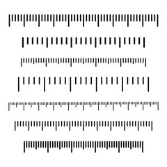 Black scale, markup for rulers. Different units of measurement. Vector illustration