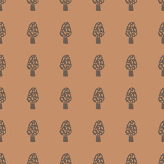 Mushrooms vector illustration on a seamless pattern background