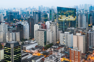 Fototapeta na wymiar Panoramic view of Sao Paulo at dusk, Brazil, South America