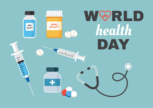 Festive card for World Health Day. Vector illustration