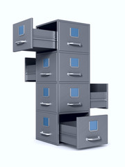 Filing cabinet on white background. Isolated 3D illustration