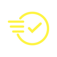 Fast time vector icon. Deadline icon. Yellow clock icon