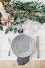Decoration of a wedding table in rustic style