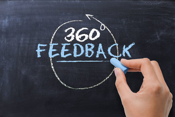 360 degree feedback concept, handwriting on blackboard
- 198029952