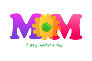 Happy mothers day  rainbow letters vector background.