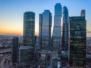 Moscow city after sunset