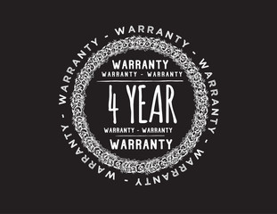 4 years warranty icon vintage rubber stamp guarantee