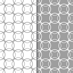 Gray and white geometric seamless patterns