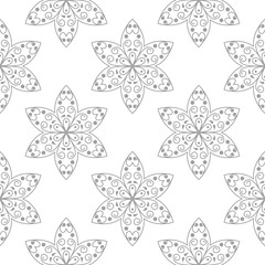 Gray floral seamless design on white background