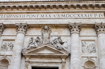 Facade decoration on ancient cathedral in Rome