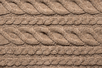 texture of yellow knitted fabric, close-up, top view